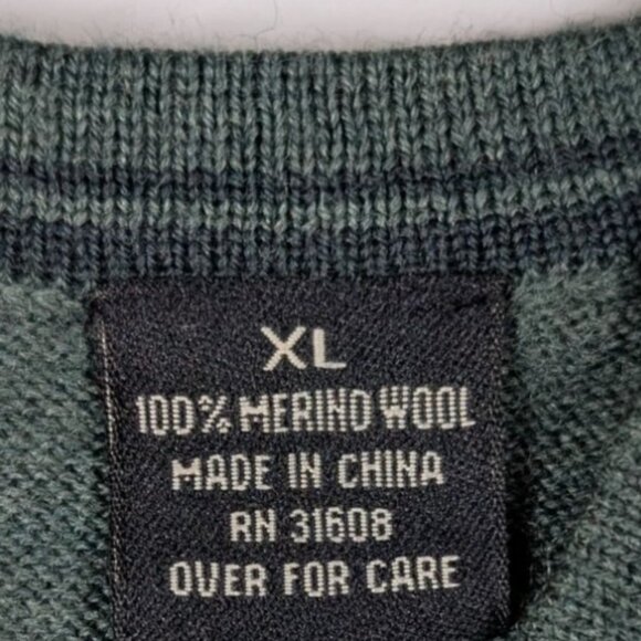 Jos. A. Bank 100% Merino Wool Sweater Vest Mens XL Green Preppy Academia - Picture 4 of 5